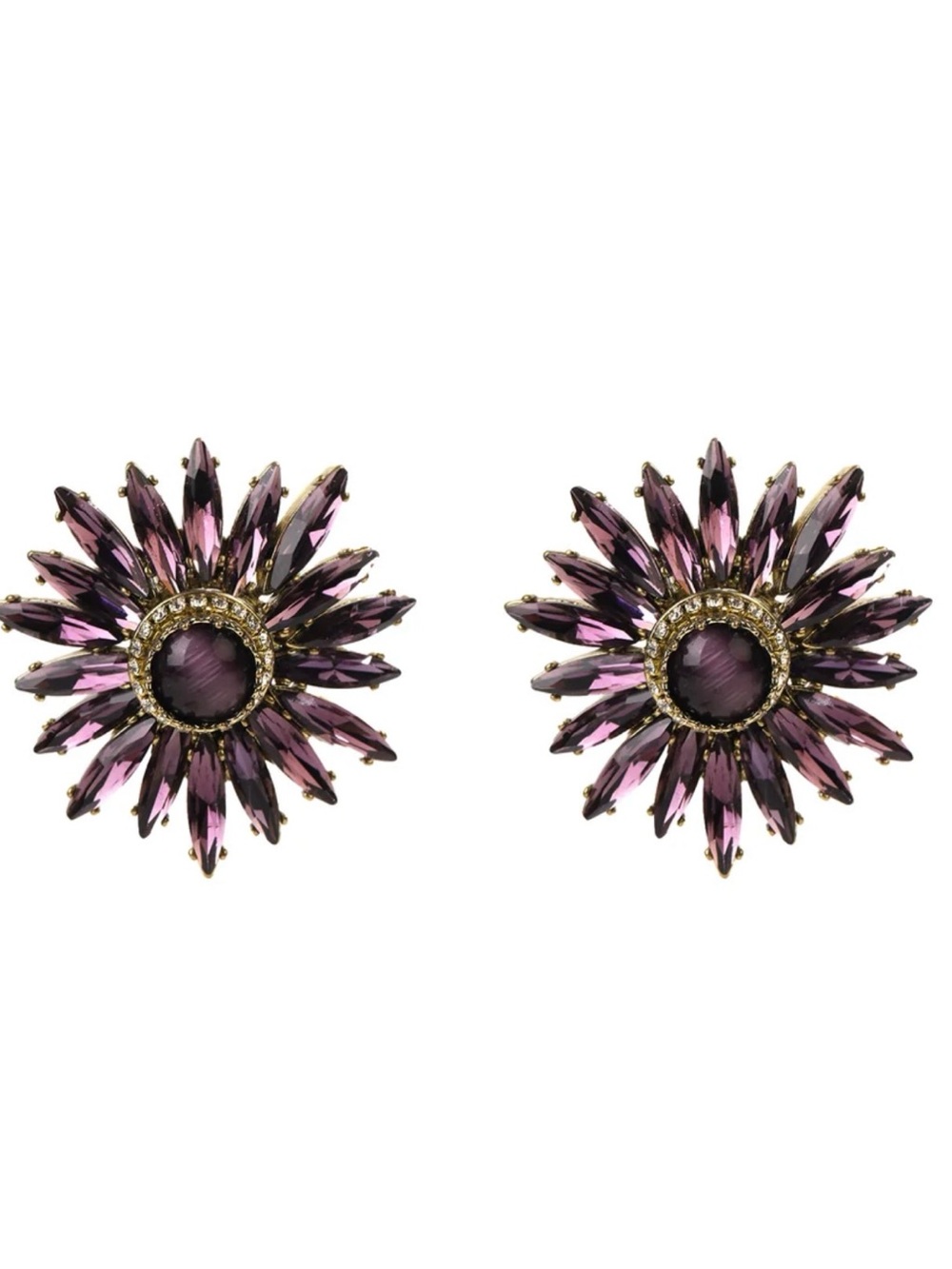 Purple Crystal Statement Stud Earrings Elegant Statement Jewelry NWT